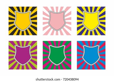 comic cartoon shield template empty sunbeam background vector