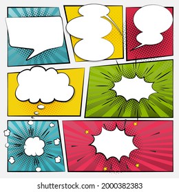 Comic cartoon sound bubble speech. Set comic speech bubble for text. Vector comic 