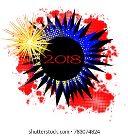 A comic cartoon style bomb exclamation explosion over a white background
