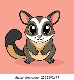 comic cartoon style of cute sugar glider character mascot illustration.