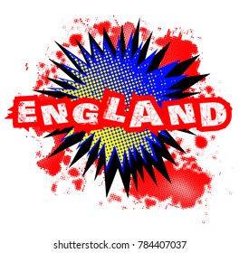 A comic cartoon style England exclamation explosion over a white background