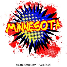 A comic cartoon style Minnesota exclamation explosion over a white background