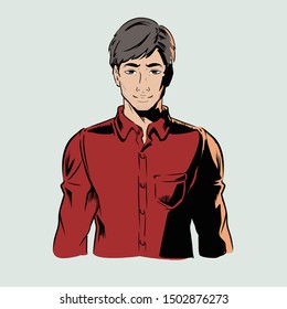 comic cartoon style young man