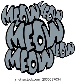 comic cartoon text bother nerves many logo meow mi mens organic vector design illustration print wall art poster canvas
