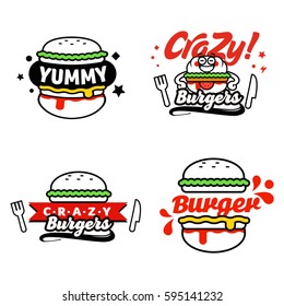 Comic Cartoon Vector Burgers Illustration Badge Sticker