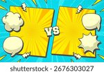 Comic cartoon versus fight background with two battle panel and speech bubbles for text