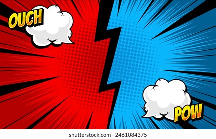 Comic cartoon versus with speech bubble background template	