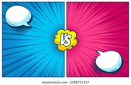 Comic cartoon versus with speech bubble background template
