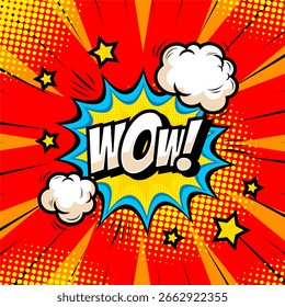 Comic cartoon with wow text background
