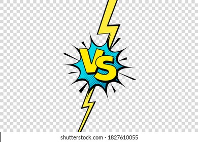 Comic Challenge Background. Blue Cartoon Battle, Fight Border. Versus Or Vs Frame With Lightning. Sports Team Competition Poster. Vector Illustration.