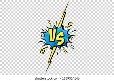 Comic challenge background. Cartoon battle, fight border. Versus or vs frame with lightning. Sports team competition poster. Vector illustration.