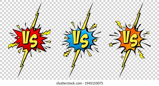 Comic Challenge Background. Cartoon Battle, Fight Border. Versus Or Vs Frame With Lightning. Sports Team Competition Poster. Vector Illustration.