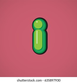 Comic character i from a typeface, vector illustration
