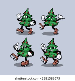 Comic characters in retro cartoon style. Cute comic gloved hands characters in cartoon 1930s style.