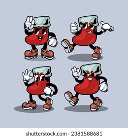Comic characters in retro cartoon style. Cute comic gloved hands characters in cartoon 1930s style.