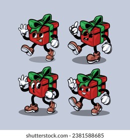 Comic characters in retro cartoon style. Cute comic gloved hands characters in cartoon 1930s style.