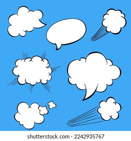 Comic chat elements. Cartoon dialog bubbles. Speech, dialog, speak, cloud.