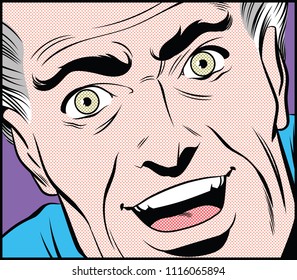 Comic close up of older man laughing - Vector