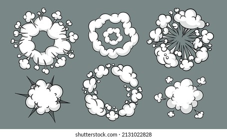 Comic Cloud Or Smoke, Cartoon Vector Motion Effects, And Explosions