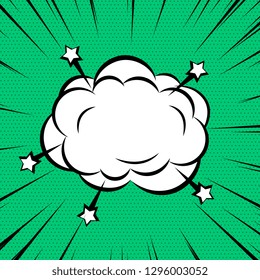 comic cloud or smoke on zoom lines background