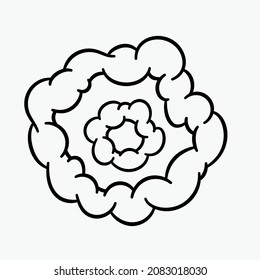 Nubes cómicas, nubes vectoriales de dibujos animados en estilo de línea aisladas en el fondo de la luz.