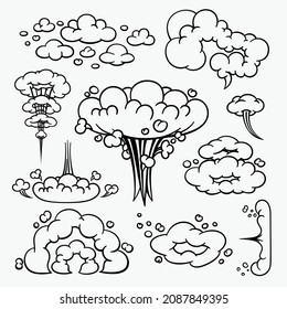 Comic Clouds Cartoon Vector Clouds Line Stock Vector (Royalty Free ...