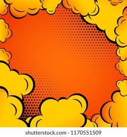 Comic Clouds On Orange Background