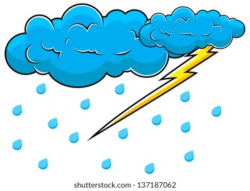 Comic Clouds with Thunder Vector