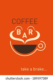 Comic coffee bar poster. Vector illustration.