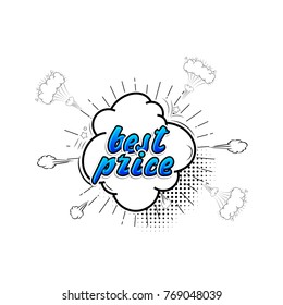 Comic collection sale and discount best price colored sound chat text effects pop art vector style. 3d font.