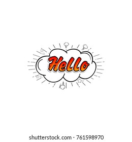 Comic collection - word Hello, colored sound chat text effects pop art vector style. 3d font.