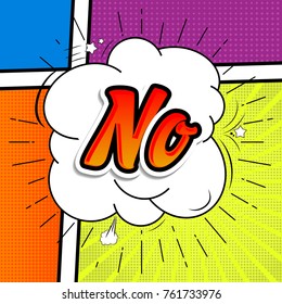 Comic collection - word NO, colored sound chat text effects pop art vector style. 3d font.