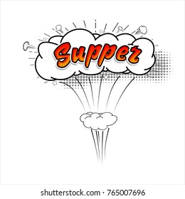Comic collection word supper colored sound chat text effects pop art vector style. 3d font.