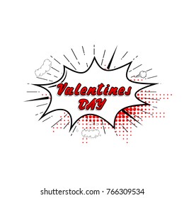 Comic collection word valentines day 3d, colored sound chat text effects pop art vector style.