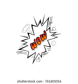 Comic collection -word WOW, colored sound chat text effects pop art vector style. 3d font.