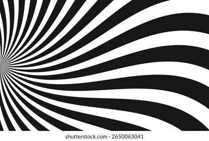 Cor cômica pincelada preto e branco hipnótico espiral retro estilo raios fundo.