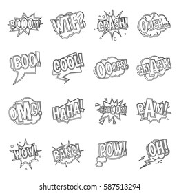 Comic Colored Sound Icons Set Simple Stock Vector (Royalty Free ...