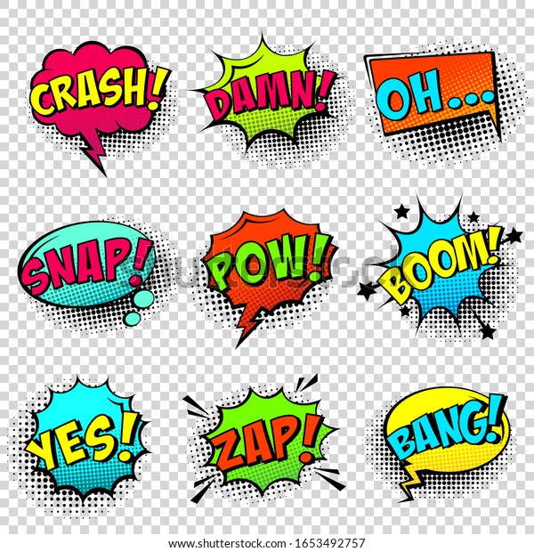 Comic Colored Speech Bubbles Halftone Shadow Stock Vector (Royalty Free ...