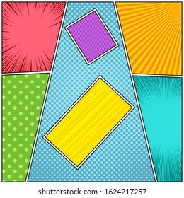 Comic colorful composition with different humor effects. Vector illustration