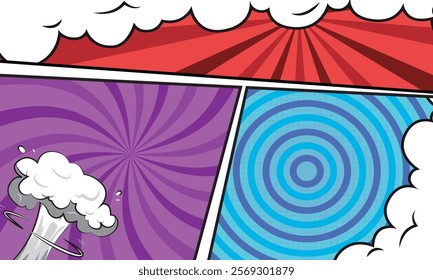 Comic colorful frame cartoon background template vector