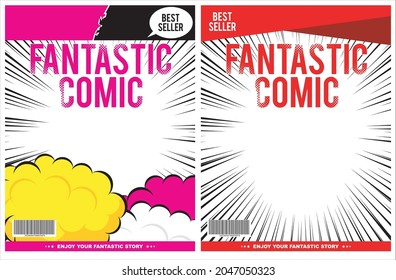 Comic cover, cover template, bubble speech, blank background template