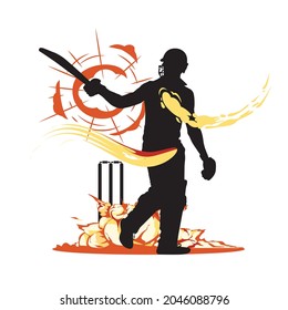 comic cricketer batsmen vector illustration. svg