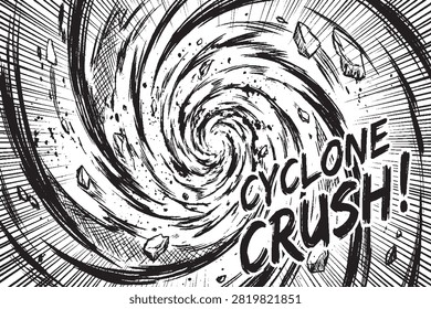 Comic Cyclone Vortex with Dynamic Speed Lines and Impact Effect