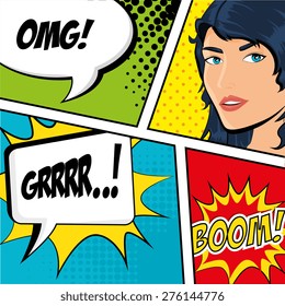 Comic design over colorful background, vector illustration.