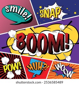 Comic dialog text sound effect pop art vector