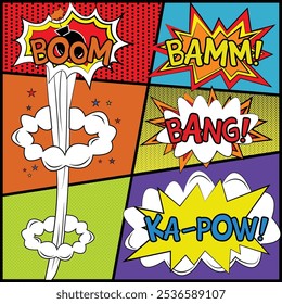 Comic dialog text sound effect pop art vector