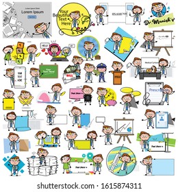 Comic Doctor with Varous Concepts - Cartoon Vector illustrations
