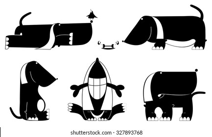 Comic dog silhouette collection
