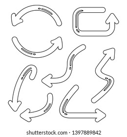 comic and doodle arrow icons set
