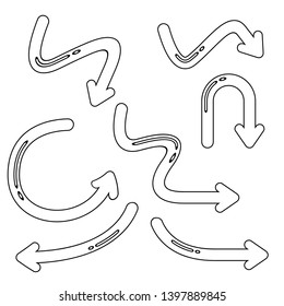 comic and doodle arrow icons set